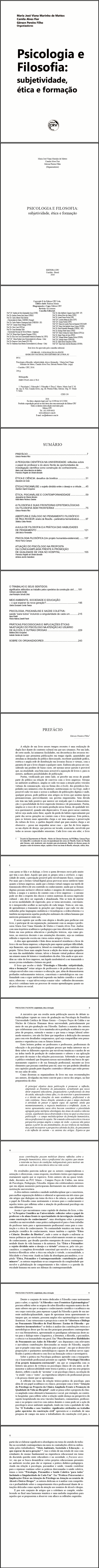 PSICOLOGIA, FILOSOFIA:<br> subjetividade, ética e formação